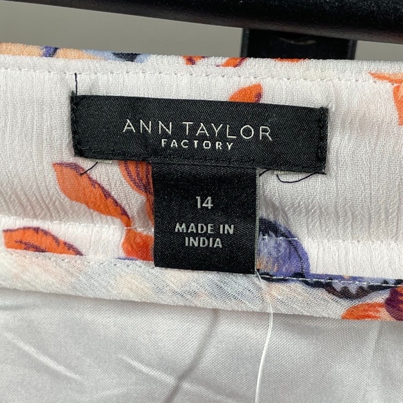 NEW Ann Taylor Skirt Womens 14 purple orange white floral ruffle midi - Picture 4 of 9